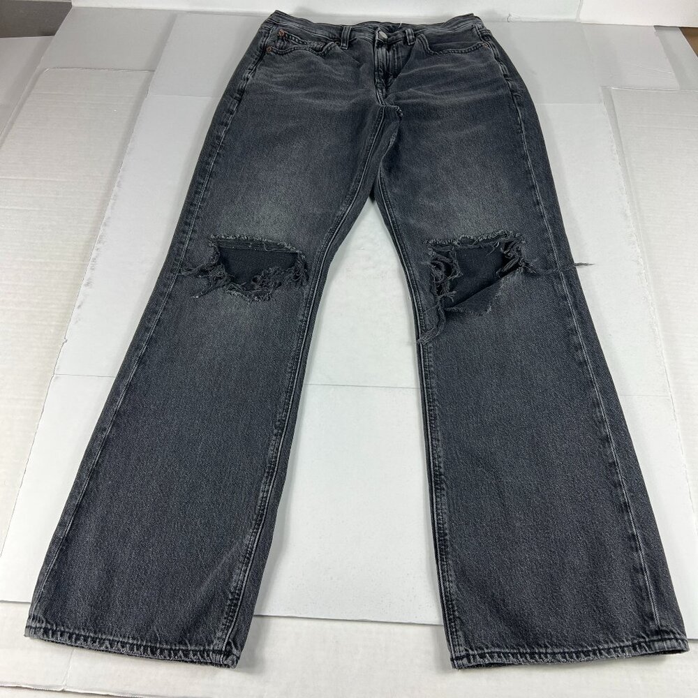 American Eagle Jeans Women 29x30* 90s Boot Cut Mid Rise Black Faded Denim Tag 6R